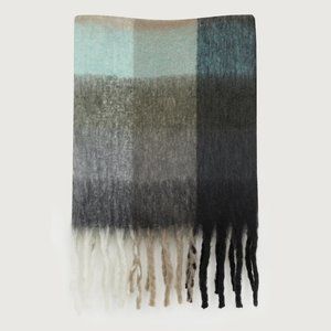 OAK + FORT Black Plaid Scarf